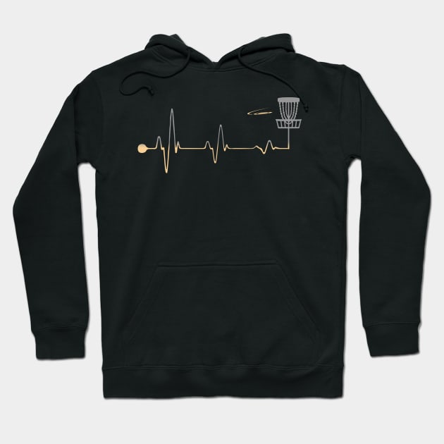 Disc Golfer Gift Heartbeat Disc Golf Hoodie by Anfrato